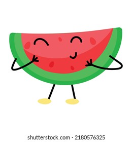 A captivating doodle sticker of watermelon slice 