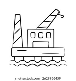 A captivating drawing style icon of offshore rig