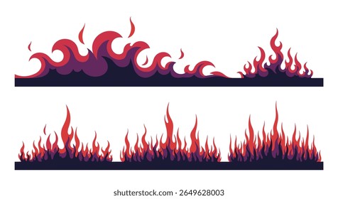 Captivating fire border designs with dynamic flame styles for graphic projects and visual effects