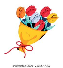 Icono plano del ramo de flores