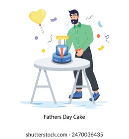 A captivating flat illustration of fathers day cake 