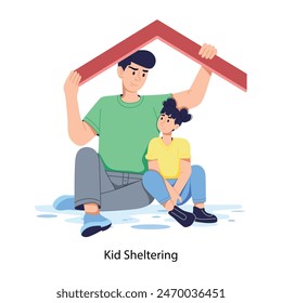 Eine fesselnde flache Illustration von Kinderschutz 