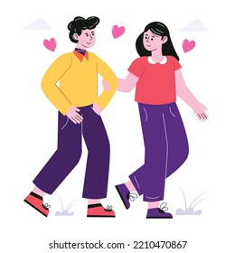 A captivating flat illustration of romantic couple 