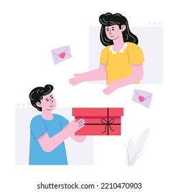 A captivating flat illustration of romantic couple 