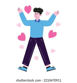 A captivating flat illustration of romantic couple 