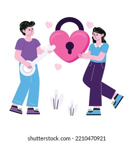 A captivating flat illustration of romantic couple 