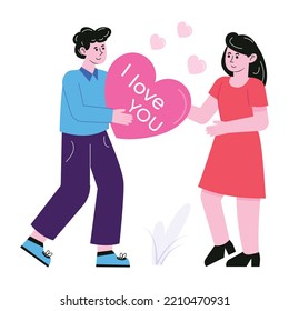 Una fascinante ilustración plana de una pareja romántica 