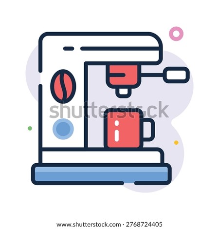 A captivating flat outline icon of coffee machine appliance
