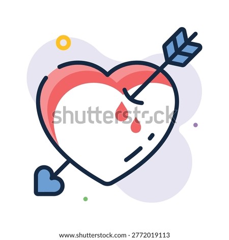 A captivating flat outline icon of cupid heart valentines symbol