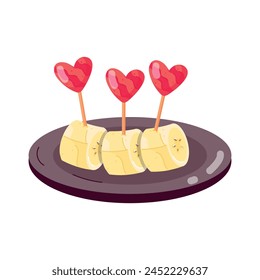 A captivating flat sticker of banana bites