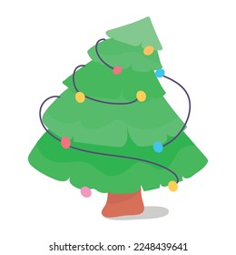 Captivating flat sticker of christmas tree 