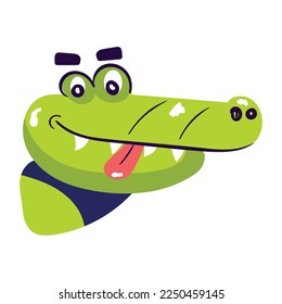 A captivating flat sticker of crocodile