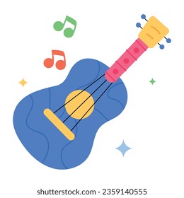 Captivating flat sticker of guitar music 