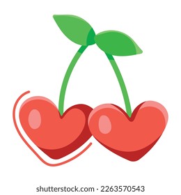 Una fascinante pegatina plana de cerezas del corazón