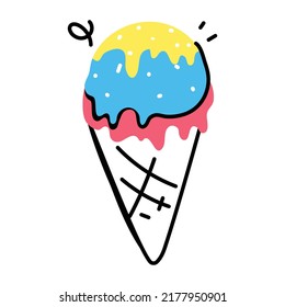 A captivating flat sticker of ice cone 