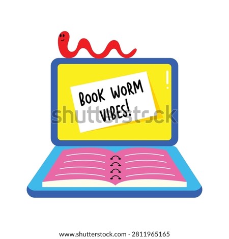 A captivating flat sticker of a laptop for a virtual online learning class.