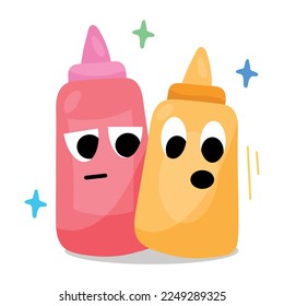 Una fascinante pegatina plana de botellas de salsa 