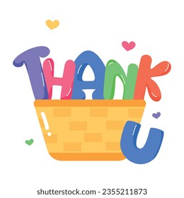 Captivating flat sticker of thanks alphabets 