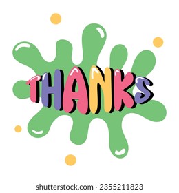 Captivating flat sticker of thanks word 