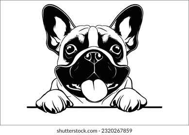 Captivating French Bulldog peeking in EPS format. High-quality, expressive design for various commercial projects.