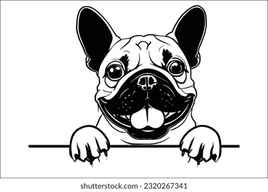 Captivating French Bulldog peeking illustration in EPS format. Perfect for various commercial projects, with high-quality and expressive design.