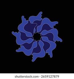 A captivating geometric design featuring an abstract pattern with bold blue shapes against a black background.