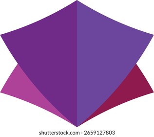 Un diseño geométrico cautivador con triángulos superpuestos en tonos violeta y rosa sobre un fondo blanco.