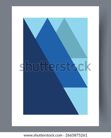 A Captivating Geometric Mountain Landscape Displaying Beautiful Blue Tones and Shades