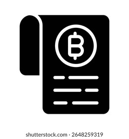 A captivating glyph icon of bitcoin bill