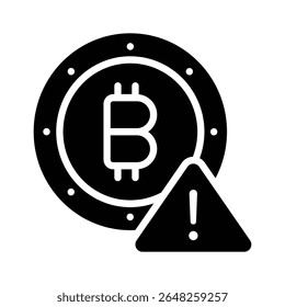 A captivating glyph icon of bitcoin failure alert