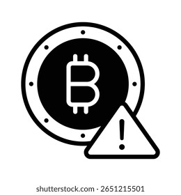 A captivating glyph icon of bitcoin failure alert