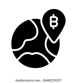 A captivating glyph icon of bitcoin location marker