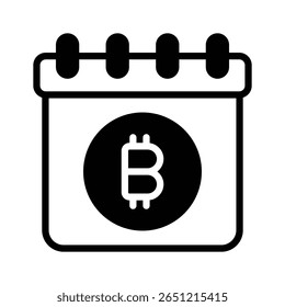 A captivating glyph icon of bitcoin schedule calendar