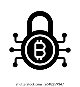 A captivating glyph icon of bitcoin security lock