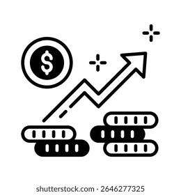 Um ícone de glifo cativante de aumento de lucro empresarial
