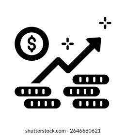 Um ícone de glifo cativante de aumento de lucro empresarial