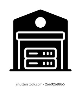 Um ícone de glifo cativante para armazenamento de data warehouse