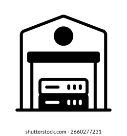 Um ícone de glifo cativante para armazenamento de data warehouse