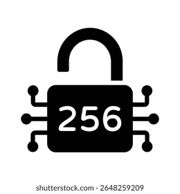 A captivating glyph icon of digital security padlock