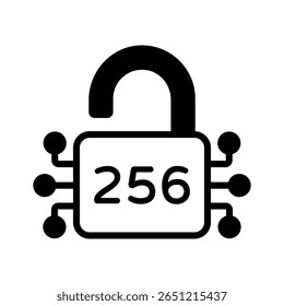A captivating glyph icon of digital security padlock