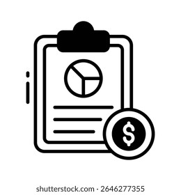 Um ícone de glifo cativante do gráfico de relatório financeiro