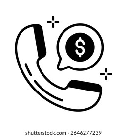 Um ícone de glifo cativante de bolha de conversa financeira