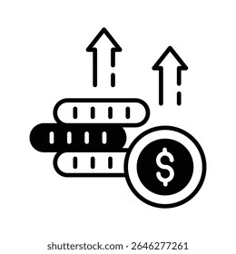 A captivating glyph icon of high price