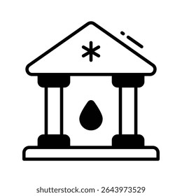 Un icono de glifo cautivador que representa el centro de donación de bancos de sangre