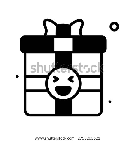 A captivating glyph icon representing gift box surprise present