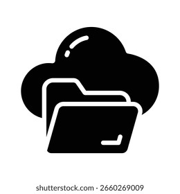Un icono de glifo cautivador que muestra la interfaz de la carpeta de la nube