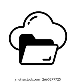 Un icono de glifo cautivador que muestra la interfaz de la carpeta de la nube