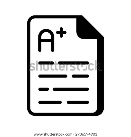 A captivating glyph icon showing a grade exam paper