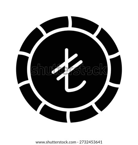 A captivating glyph icon showing turkish lira currency concept