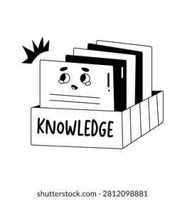 A captivating glyph sticker of organized knowledge book files storage.